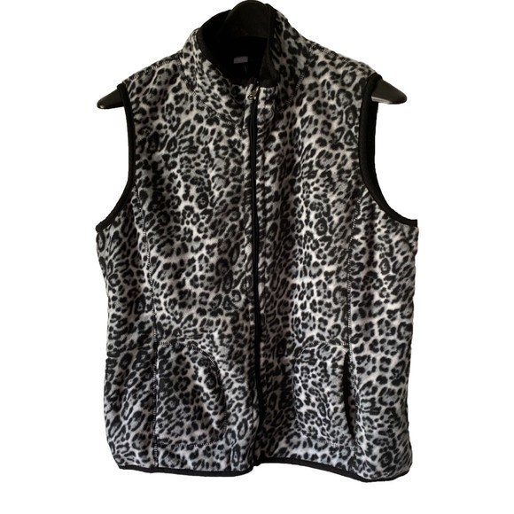 Sears Jackets & Blazers - Sears Missy Reversible Leopard Print Black Vest NWT  Fall Winter XL